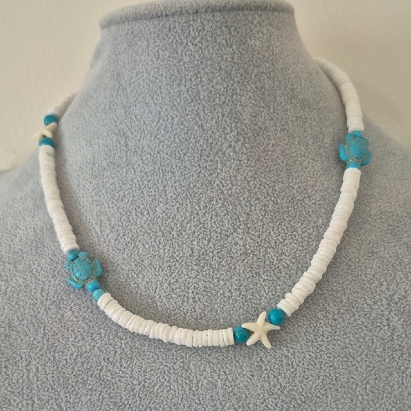 craftsman Jewelry - SHELL RINGS & TURQUOISE BEADS NATURAL CHOKER with MATCHING BRACLET